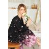 image:imageEkouaer Womens Nightgown Long Loungewear V Neck Nightshirt Sleepwear Full Length Sleepshirt with PocketsBlack Pink Flower