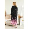 image:imageEkouaer Womens Nightgown Long Loungewear V Neck Nightshirt Sleepwear Full Length Sleepshirt with PocketsBlack Pink Flower