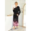 image:imageEkouaer Womens Nightgown Long Loungewear V Neck Nightshirt Sleepwear Full Length Sleepshirt with PocketsBlack Pink Flower