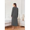 image:imageEkouaer Womens Nightgown Long Loungewear V Neck Nightshirt Sleepwear Full Length Sleepshirt with PocketsBlack Stripe