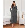 image:imageEkouaer Womens Nightgown Long Loungewear V Neck Nightshirt Sleepwear Full Length Sleepshirt with PocketsBlack Stripe