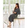 image:imageEkouaer Womens Nightgown Long Loungewear V Neck Nightshirt Sleepwear Full Length Sleepshirt with PocketsBlack Stripe