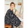 image:imageEkouaer Womens Nightgown Long Loungewear V Neck Nightshirt Sleepwear Full Length Sleepshirt with PocketsBlack White Floral