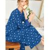 image:imageEkouaer Womens Nightgown Long Loungewear V Neck Nightshirt Sleepwear Full Length Sleepshirt with PocketsBlue Star