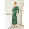 image:imageEkouaer Womens Nightgown Long Loungewear V Neck Nightshirt Sleepwear Full Length Sleepshirt with PocketsChristmas Green