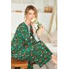 image:imageEkouaer Womens Nightgown Long Loungewear V Neck Nightshirt Sleepwear Full Length Sleepshirt with PocketsChristmas Green