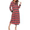 image:imageEkouaer Womens Nightgown Long Loungewear V Neck Nightshirt Sleepwear Full Length Sleepshirt with PocketsChristmas Red