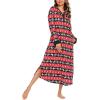 image:imageEkouaer Womens Nightgown Long Loungewear V Neck Nightshirt Sleepwear Full Length Sleepshirt with PocketsChristmas Red