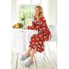 image:imageEkouaer Womens Nightgown Long Loungewear V Neck Nightshirt Sleepwear Full Length Sleepshirt with PocketsChristmas Red With Santa
