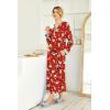 image:imageEkouaer Womens Nightgown Long Loungewear V Neck Nightshirt Sleepwear Full Length Sleepshirt with PocketsChristmas Red With Santa