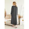 image:imageEkouaer Womens Nightgown Long Loungewear V Neck Nightshirt Sleepwear Full Length Sleepshirt with PocketsGrey
