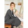 image:imageEkouaer Womens Nightgown Long Loungewear V Neck Nightshirt Sleepwear Full Length Sleepshirt with PocketsGrey