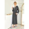 image:imageEkouaer Womens Nightgown Long Loungewear V Neck Nightshirt Sleepwear Full Length Sleepshirt with PocketsGrey