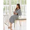 image:imageEkouaer Womens Nightgown Long Loungewear V Neck Nightshirt Sleepwear Full Length Sleepshirt with PocketsGrey White Striped