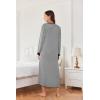 image:imageEkouaer Womens Nightgown Long Loungewear V Neck Nightshirt Sleepwear Full Length Sleepshirt with PocketsGrey White Striped