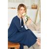 image:imageEkouaer Womens Nightgown Long Loungewear V Neck Nightshirt Sleepwear Full Length Sleepshirt with PocketsNavy