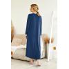 image:imageEkouaer Womens Nightgown Long Loungewear V Neck Nightshirt Sleepwear Full Length Sleepshirt with PocketsNavy