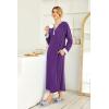 image:imageEkouaer Womens Nightgown Long Loungewear V Neck Nightshirt Sleepwear Full Length Sleepshirt with PocketsPurple