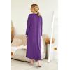 image:imageEkouaer Womens Nightgown Long Loungewear V Neck Nightshirt Sleepwear Full Length Sleepshirt with PocketsPurple