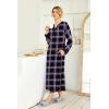 image:imageEkouaer Womens Nightgown Long Loungewear V Neck Nightshirt Sleepwear Full Length Sleepshirt with PocketsPurple Plaid