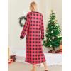 image:imageEkouaer Womens Nightgown Long Loungewear V Neck Nightshirt Sleepwear Full Length Sleepshirt with PocketsRed Plaid