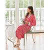 image:imageEkouaer Womens Nightgown Long Loungewear V Neck Nightshirt Sleepwear Full Length Sleepshirt with PocketsRed Stripe
