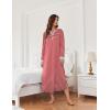 image:imageEkouaer Womens Nightgown Long Loungewear V Neck Nightshirt Sleepwear Full Length Sleepshirt with PocketsRed Stripe
