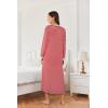 image:imageEkouaer Womens Nightgown Long Loungewear V Neck Nightshirt Sleepwear Full Length Sleepshirt with PocketsRed Stripe