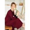image:imageEkouaer Womens Nightgown Long Loungewear V Neck Nightshirt Sleepwear Full Length Sleepshirt with PocketsWine Red