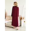 image:imageEkouaer Womens Nightgown Long Loungewear V Neck Nightshirt Sleepwear Full Length Sleepshirt with PocketsWine Red