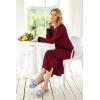 image:imageEkouaer Womens Nightgown Long Loungewear V Neck Nightshirt Sleepwear Full Length Sleepshirt with PocketsWine Red