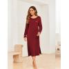 image:imageEkouaer Womens Nightgown Long Sleeve Nightgowns for Woman Sleep Dress Night Shirt Soft Full Length Sleepwear SXXLWine Red