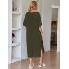 image:imageEkouaer Womens Nightgown Short Sleeve Sleepshirt Long Loungewear Casual Maxi Lounge Dress House Dresses with PocketsArmy Green