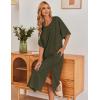 image:imageEkouaer Womens Nightgown Short Sleeve Sleepshirt Long Loungewear Casual Maxi Lounge Dress House Dresses with PocketsArmy Green