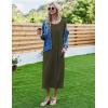 image:imageEkouaer Womens Nightgown Short Sleeve Sleepshirt Long Loungewear Casual Maxi Lounge Dress House Dresses with PocketsArmy Green