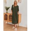image:imageEkouaer Womens Nightgown Short Sleeve Sleepshirt Long Loungewear Casual Maxi Lounge Dress House Dresses with PocketsArmy Green