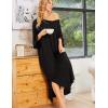 image:imageEkouaer Womens Nightgown Short Sleeve Sleepshirt Long Loungewear Casual Maxi Lounge Dress House Dresses with PocketsBlack