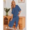 image:imageEkouaer Womens Nightgown Short Sleeve Sleepshirt Long Loungewear Casual Maxi Lounge Dress House Dresses with PocketsBlue