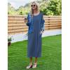 image:imageEkouaer Womens Nightgown Short Sleeve Sleepshirt Long Loungewear Casual Maxi Lounge Dress House Dresses with PocketsBlue