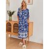 image:imageEkouaer Womens Nightgown Short Sleeve Sleepshirt Long Loungewear Casual Maxi Lounge Dress House Dresses with PocketsBohemian Flowers Blue