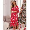 image:imageEkouaer Womens Nightgown Short Sleeve Sleepshirt Long Loungewear Casual Maxi Lounge Dress House Dresses with PocketsChristmas Red Snowman