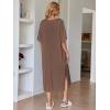 image:imageEkouaer Womens Nightgown Short Sleeve Sleepshirt Long Loungewear Casual Maxi Lounge Dress House Dresses with PocketsCoffee