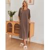 image:imageEkouaer Womens Nightgown Short Sleeve Sleepshirt Long Loungewear Casual Maxi Lounge Dress House Dresses with PocketsCoffee