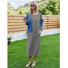 image:imageEkouaer Womens Nightgown Short Sleeve Sleepshirt Long Loungewear Casual Maxi Lounge Dress House Dresses with PocketsDark Grey