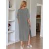 image:imageEkouaer Womens Nightgown Short Sleeve Sleepshirt Long Loungewear Casual Maxi Lounge Dress House Dresses with PocketsDark Grey