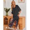 image:imageEkouaer Womens Nightgown Short Sleeve Sleepshirt Long Loungewear Casual Maxi Lounge Dress House Dresses with PocketsFloral Black
