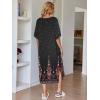 image:imageEkouaer Womens Nightgown Short Sleeve Sleepshirt Long Loungewear Casual Maxi Lounge Dress House Dresses with PocketsFloral Black