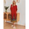 image:imageEkouaer Womens Nightgown Short Sleeve Sleepshirt Long Loungewear Casual Maxi Lounge Dress House Dresses with PocketsFloral Red