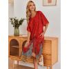 image:imageEkouaer Womens Nightgown Short Sleeve Sleepshirt Long Loungewear Casual Maxi Lounge Dress House Dresses with PocketsFloral Red
