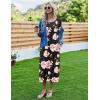 image:imageEkouaer Womens Nightgown Short Sleeve Sleepshirt Long Loungewear Casual Maxi Lounge Dress House Dresses with PocketsFlower Black